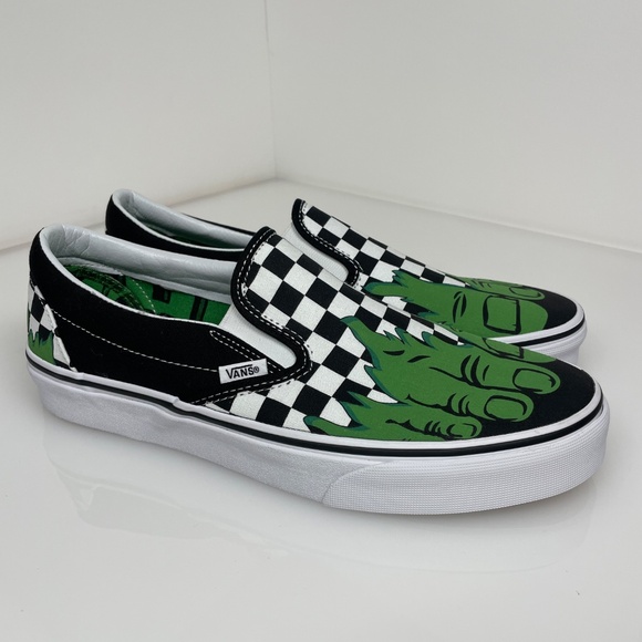 Vans Marvel Incredible Hulk Skate Shoes Slip on Low Checkered Mens 9.5 Womens 11 - Picture 2 of 7